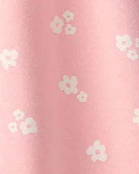 Girls Floral French Terry Dress - Pink