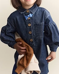 Toddler Girl Puff-Sleeve Denim Dress - Blue