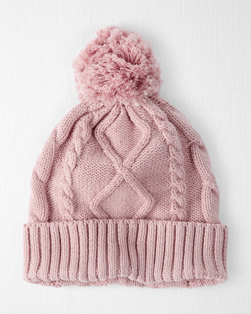 Baby Girl Organic Cotton Cable Knit Hat