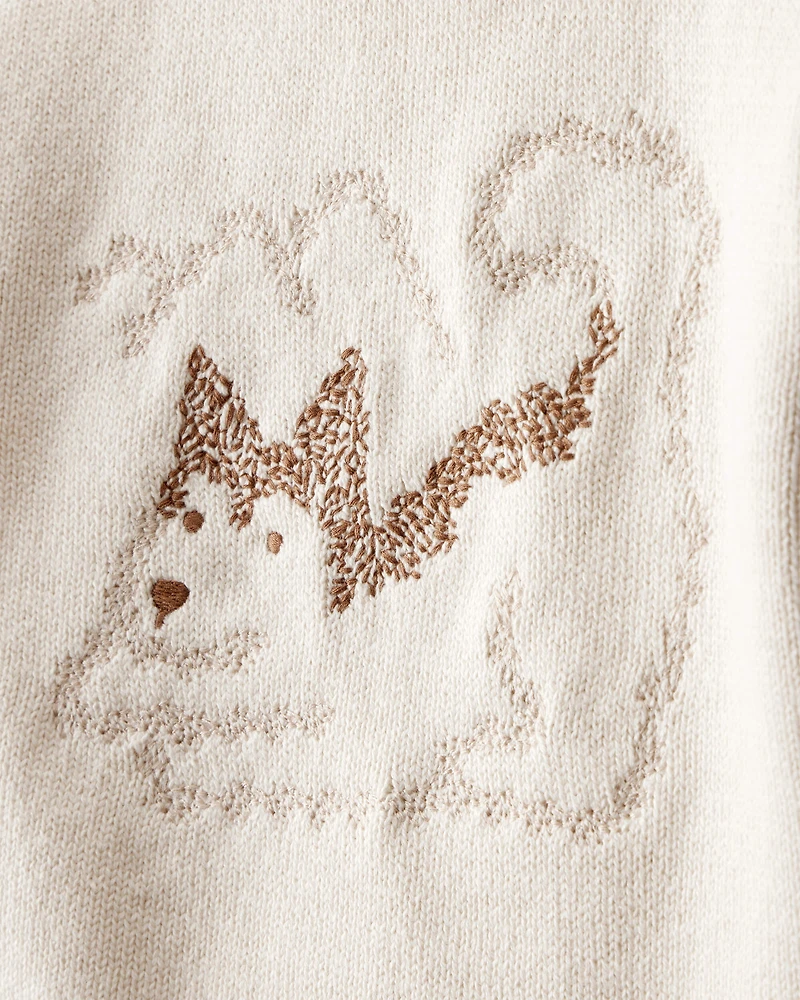 Baby Boy 2-Piece Dog Sweater & Pant Set - Cream