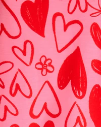 Girls Heart Floral Loose Fit Night Gown - Pink