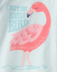 Baby Girl Flamingo 100% Cotton Short-Sleeve Snug Fit 4-Piece Pyjama Set - Pink/Blue