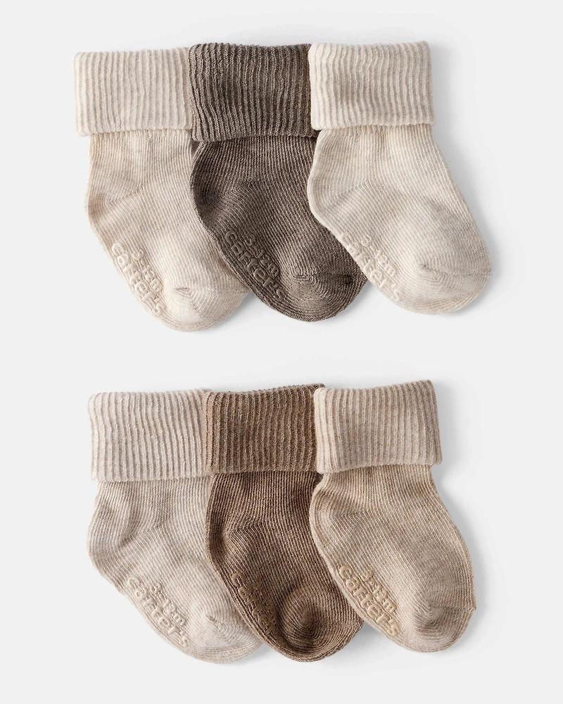 Baby 6-Pack Ankle Socks - Brown