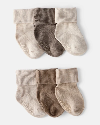 Baby 6-Pack Ankle Socks - Brown