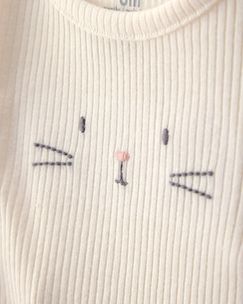 Baby 2-Piece Easter Bunny Rib Tee & Pant Set - Cream