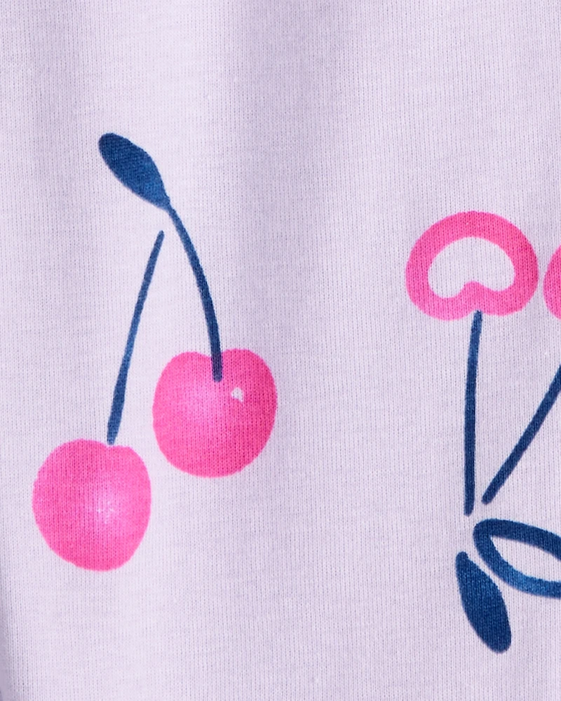 Toddler Girl Cherry 100% Cotton Snug Fit Footie 1-Piece Pyjamass - Purple