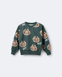 Toddler Hey, Tiger Dolman-Sleeve Sweatshirt - Green