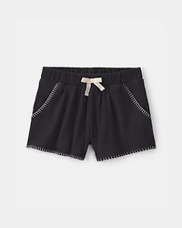 Toddler Girl Contrast Trim Shorts - Black