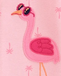 Baby Girl Flamingo Print Snug Fit Cotton Footie 1-Piece Pyjamas - Pink