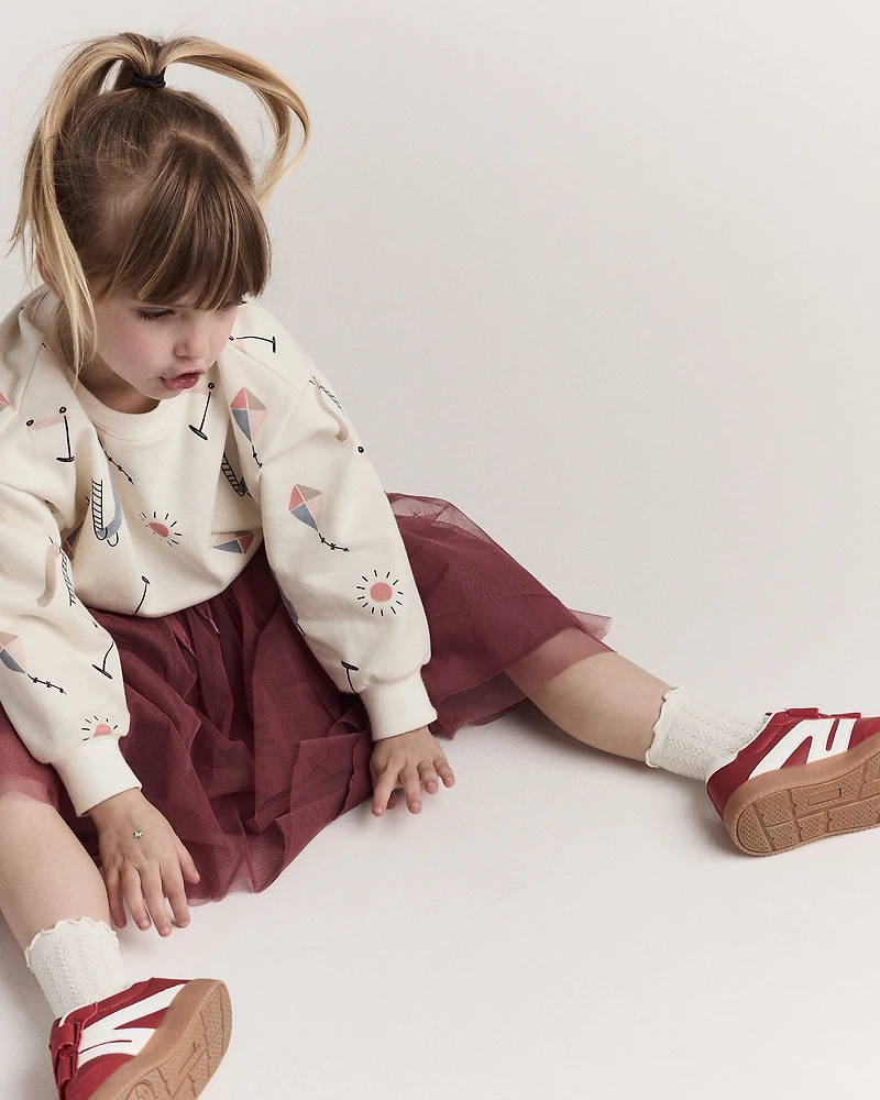 Toddler Girl Avenue Twirl™ Midi Skirt with Tulle - Burgundy