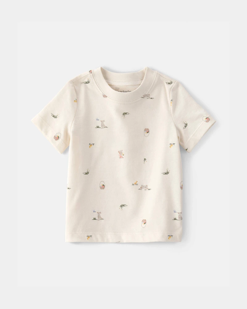 Baby Boy 2-Piece Easter Bunny Shortall Set - Blue/Cream