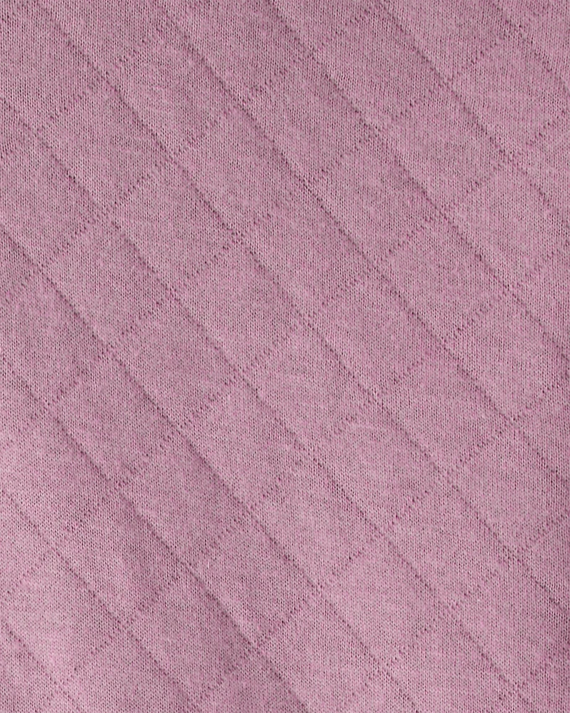 Baby Girl Quilted Quarter-Zip & Floral Legging Set - Purple