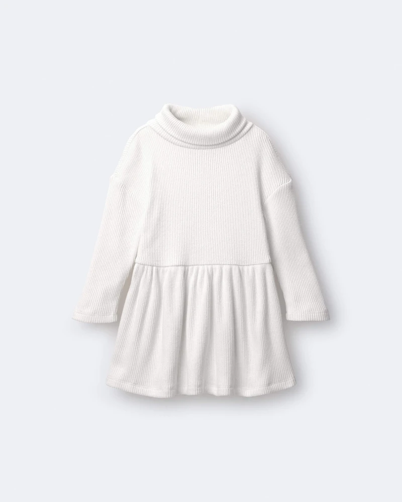 Toddler Girl Turtleneck Sweater Dress - Cream