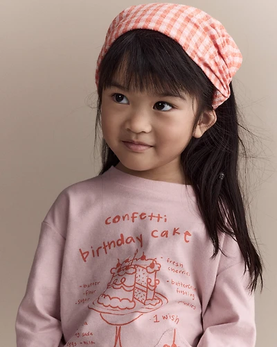 Toddler Girl Gingham Bandana Hair Scarf - Orange