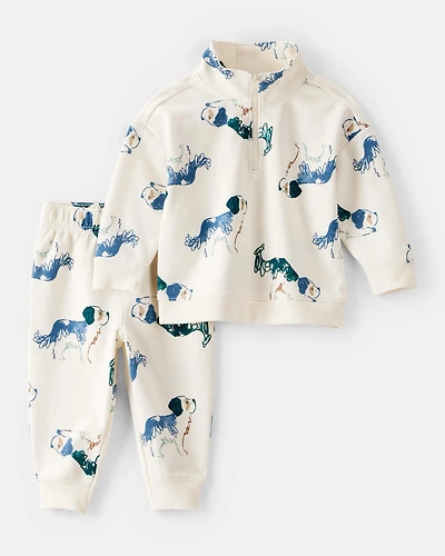 Baby Boy 2-Piece DayDream Fleece Dog Zip-Up Jacket & Jogger Pant Set