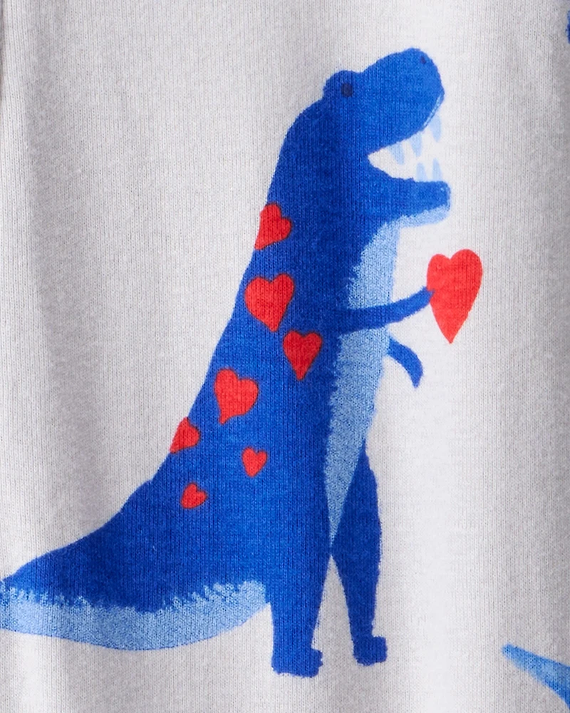 Toddler Boy Dinosaur 100% Cotton Snug Fit Footie 1-Piece Pyjamas - Grey