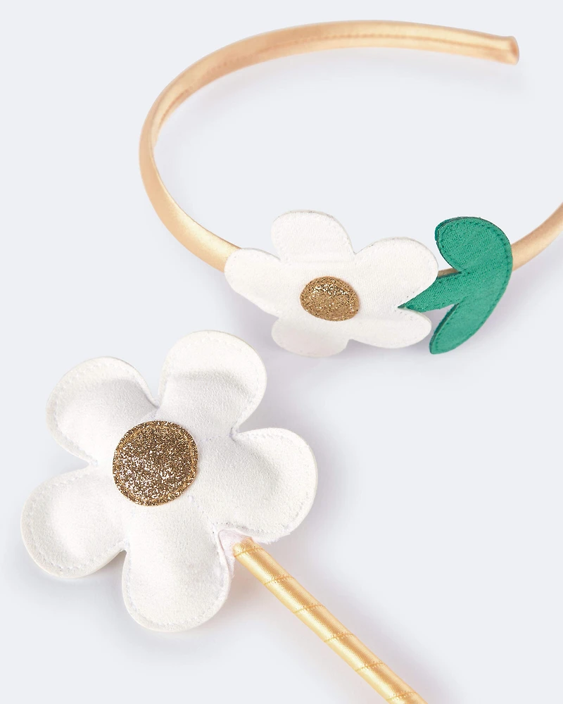 Toddler Girl Flower Headband & Wand Set