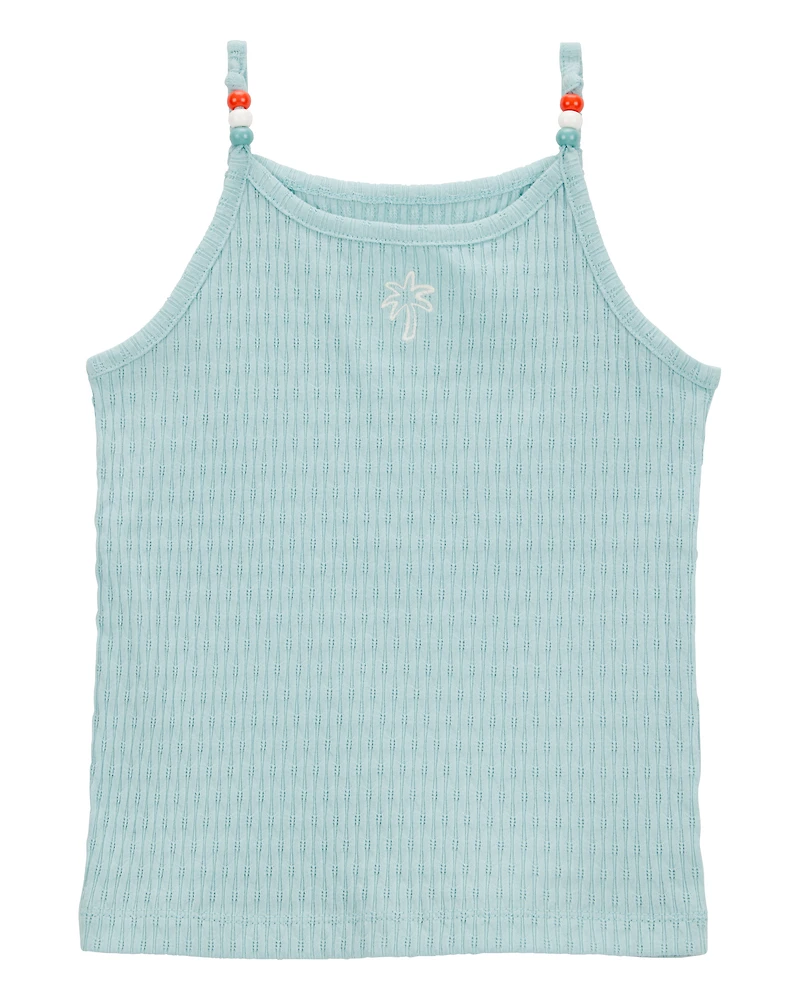 Toddler Girl Floral Ribbed Tank Top