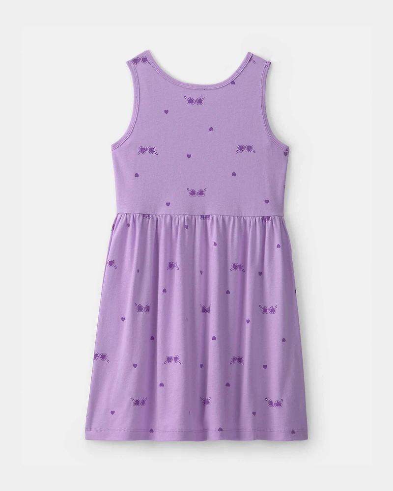 Girls Sunglasses Sleeveless Knit Dress - Purple