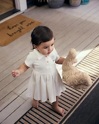 Toddler Girl Pleated Tennis Dress - Ivory