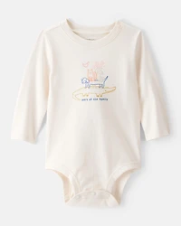 Baby Family Cotton Long-Sleeve Graphic Bodysuit - White