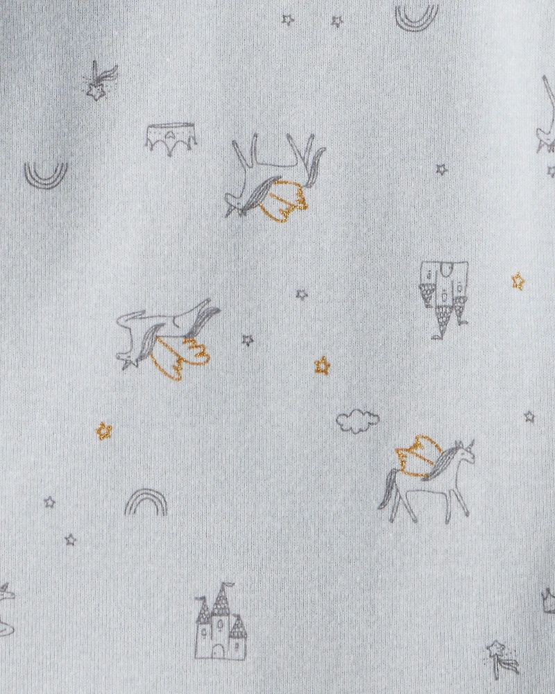 Baby Girl 4-Pack Unicorn Heart Print;Star Print Long-Sleeve Multipack Bodysuits - Navy Blue/White