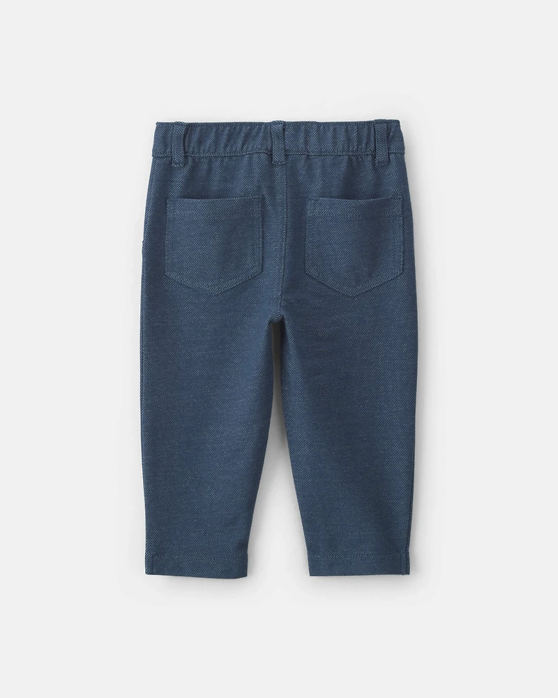 Baby Girl Knit Denim Pants - Indigo