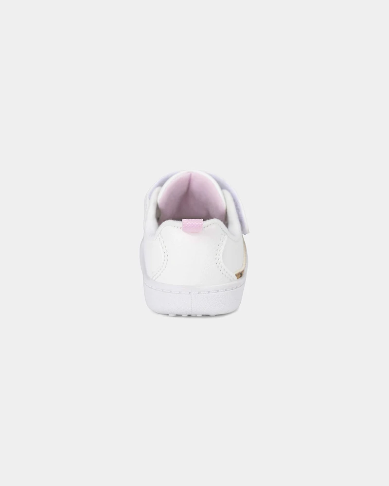 Baby Girl Every Step® First Walker Leopard Charm Sneakers - White