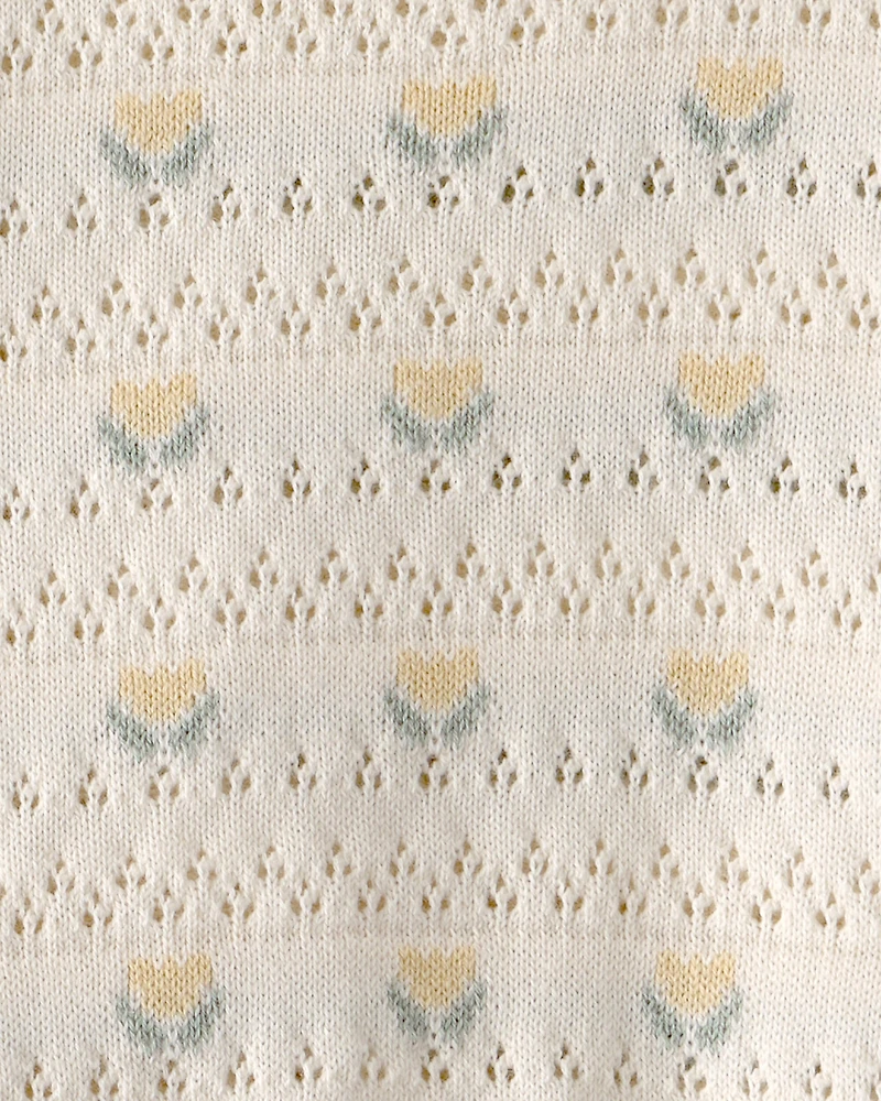 Baby Girl Organic Cotton Sweater Set Yellow Floral