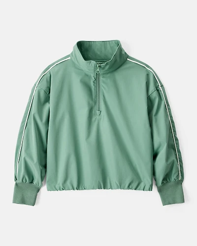 Girls Long-Sleeve Quarter-Zip Windbreaker - Green