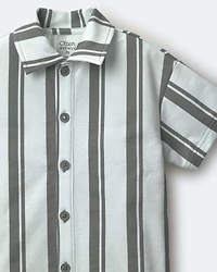 Toddler Boy Button-Down Short-Sleeve Shirt Stripes - Light Green