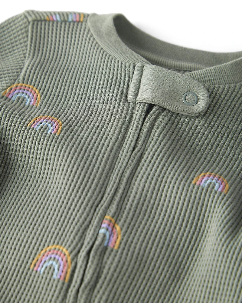 Baby Waffle Knit Sleep & Play Pyjamas Magical Rainbow Print Made with Organic Cotton