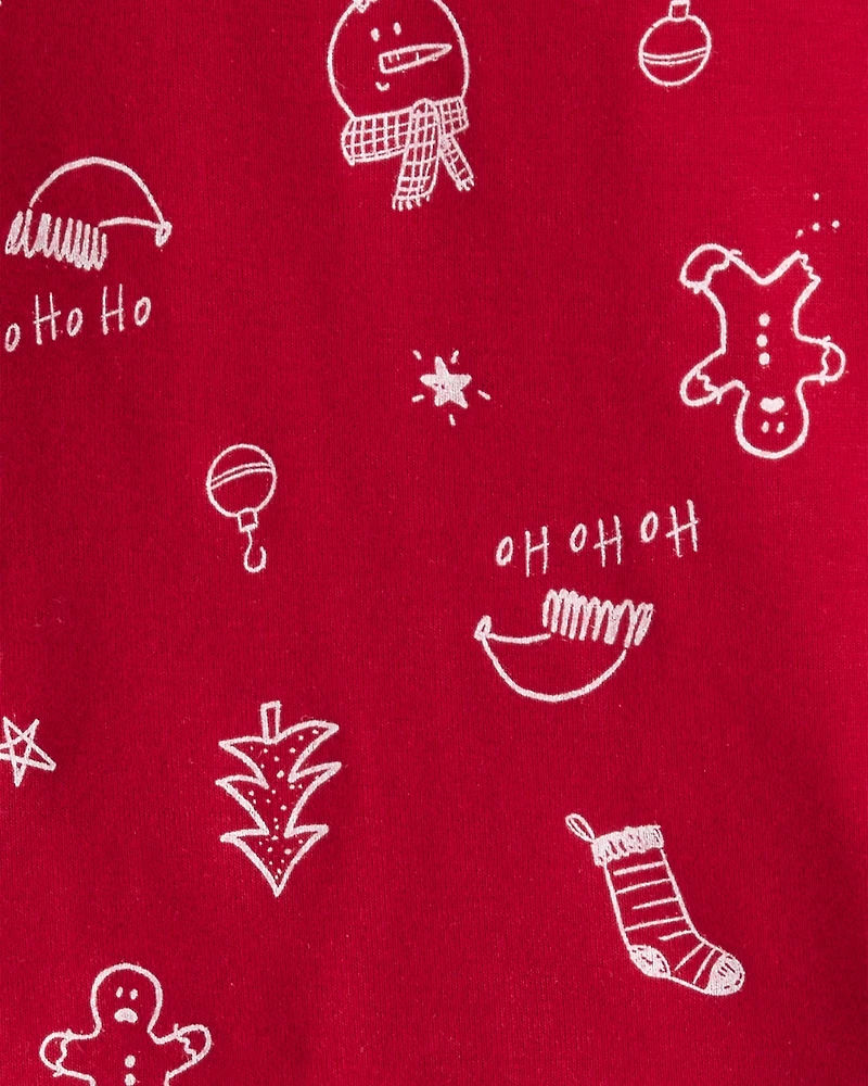 Toddler Christmas 100% Cotton Snug Fit 2-Piece Pyjamas - Red