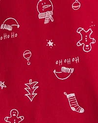 Toddler Christmas 100% Cotton Snug Fit 2-Piece Pyjamas - Red