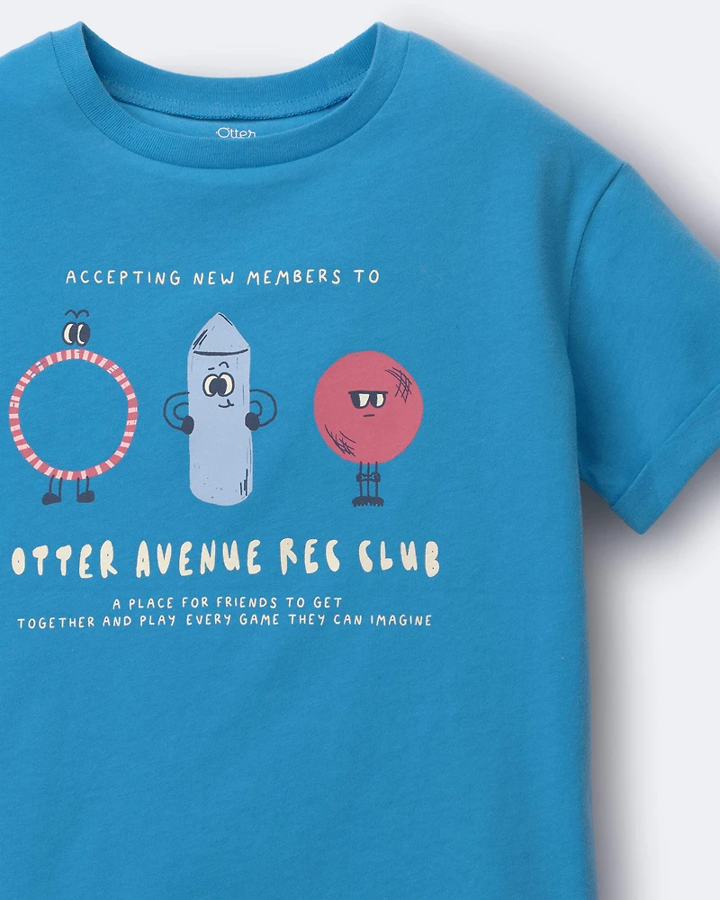 Toddler 'Recreation Club' Rolled Cuff Tee - Turquoise