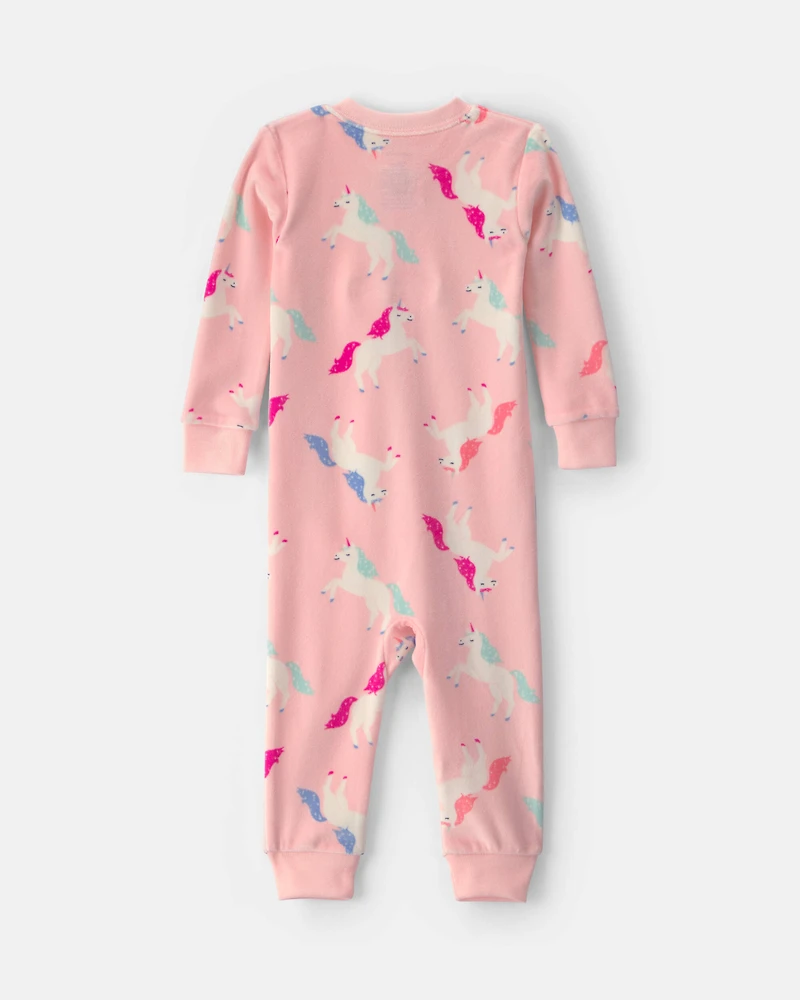 Toddler Girl 1-Piece Unicorn DreamPlush Snug Fit Pyjama - Pink