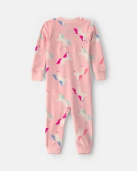Toddler Girl 1-Piece Unicorn DreamPlush Snug Fit Pyjama - Pink