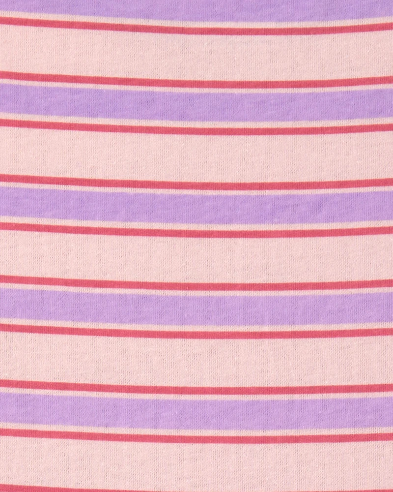 Girls Striped Short-Sleeve Dress - Pink