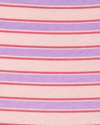 Girls Striped Short-Sleeve Dress - Pink