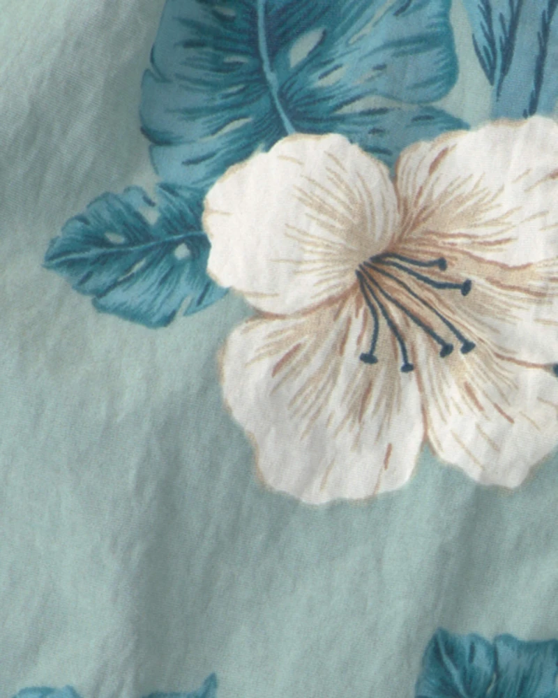 Baby Boy Recycled Swim Trunks Blue Hibiscus