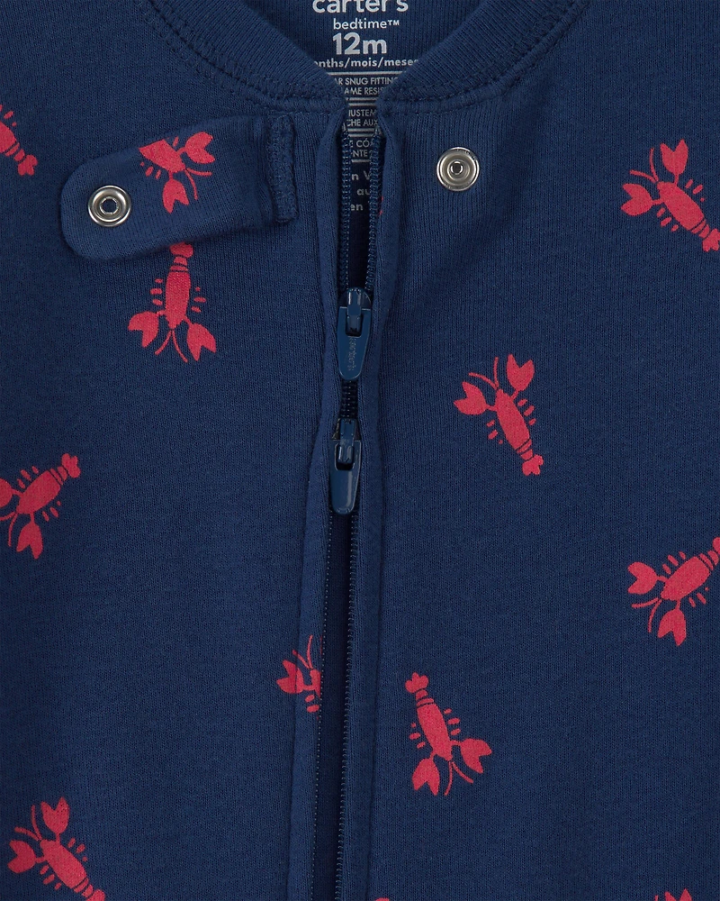 Baby Boy Lobster 100% Cotton Snug Fit 1-Piece Pyjama Set - Blue