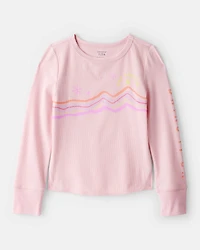 Girls Active Rib Long-Sleeve Top - Pink