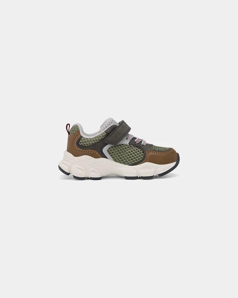 Toddler Boy  Athletic Light-up Shoe - Green/Brown