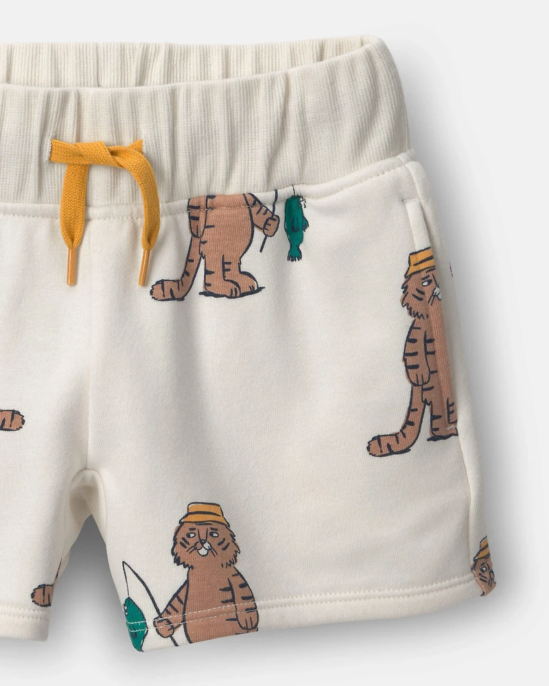 Toddler City Park™ Short Fishing Tiger Print - Cream