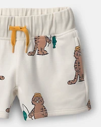 Toddler City Park™ Short Fishing Tiger Print - Cream