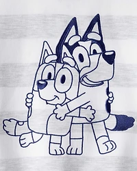 Toddler Bluey Striped French Terry Pullover - Grey