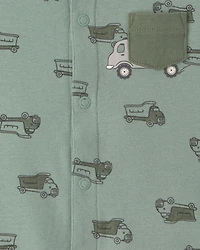 Baby Boy Dumptruck Romper - Green