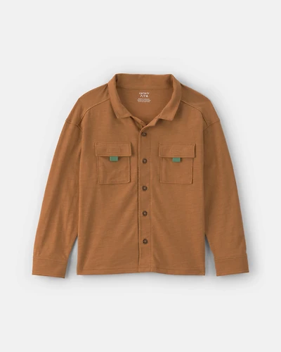Boys Button-Down Shirt-Brown