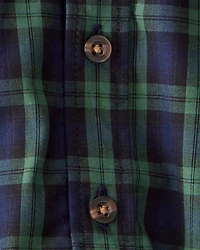 Baby Boy 3-Piece Plaid Print Cotton Bodysuit, Bowtie & Pant Set - Green/Tan