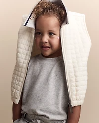 Toddler Quilted Zip-Up Collard Vest - Cream